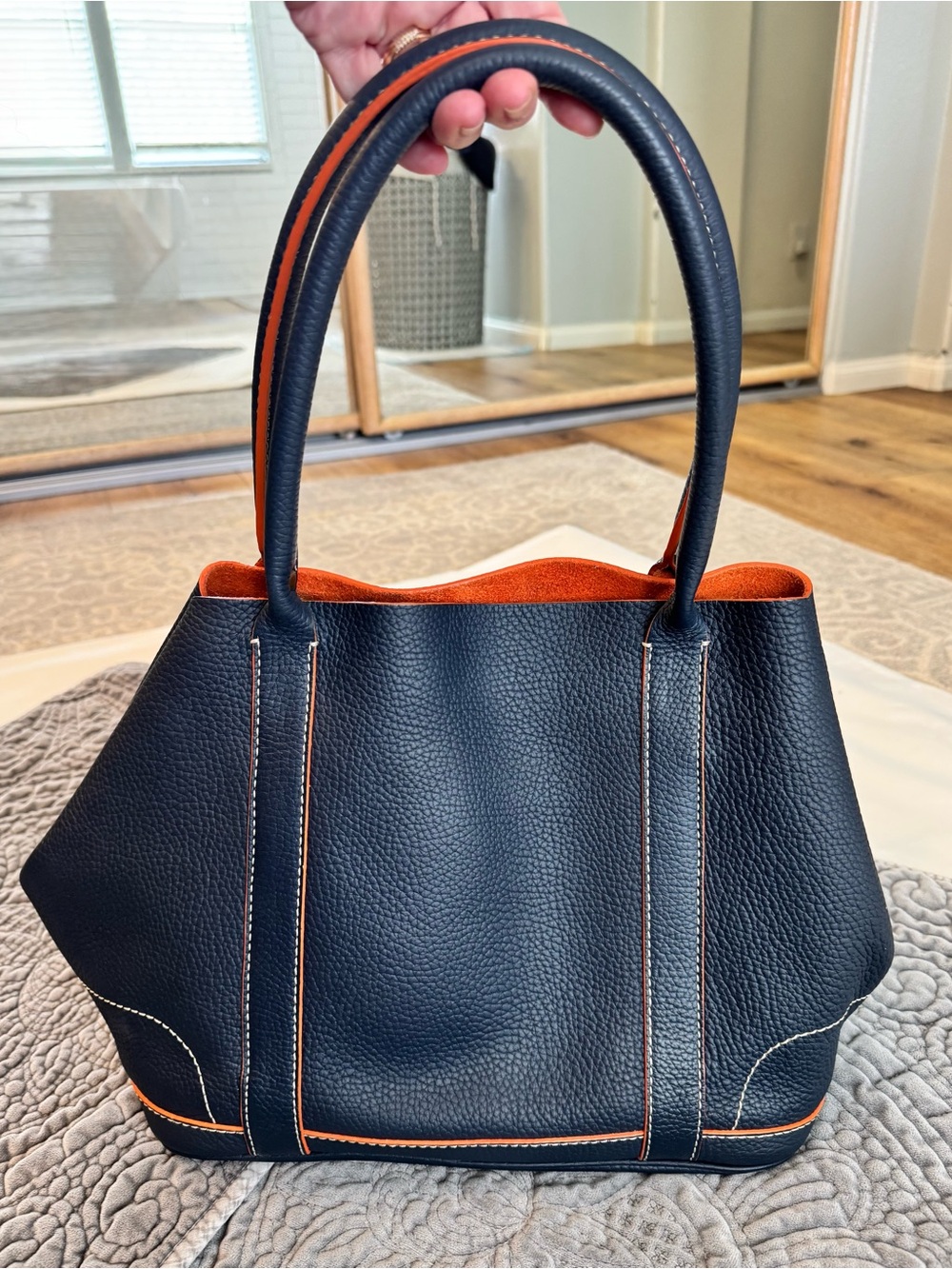 Borge Garveri for J.Crew Uptown Navy Pebbled Leather Tote